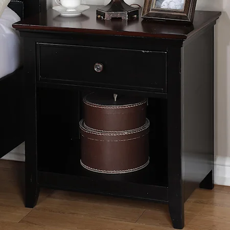 Nightstand with Drawer and Storage Compartment